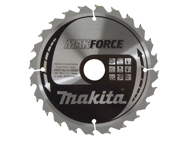 B-08355 Makforce Tct Circular Saw Blade 190 X 30mm X 24t 